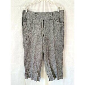 Larry Levine Women's Capri‎ Dress Pants  Sz 12 Black Gray Heather Linen Blend